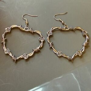 barbed wire heart earrings